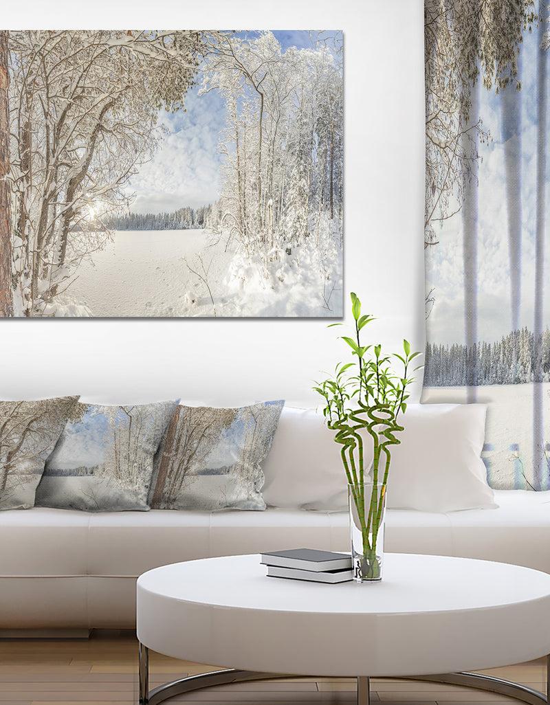 DesignQ Lake in Winter Woods - Landscape Wall Artwork