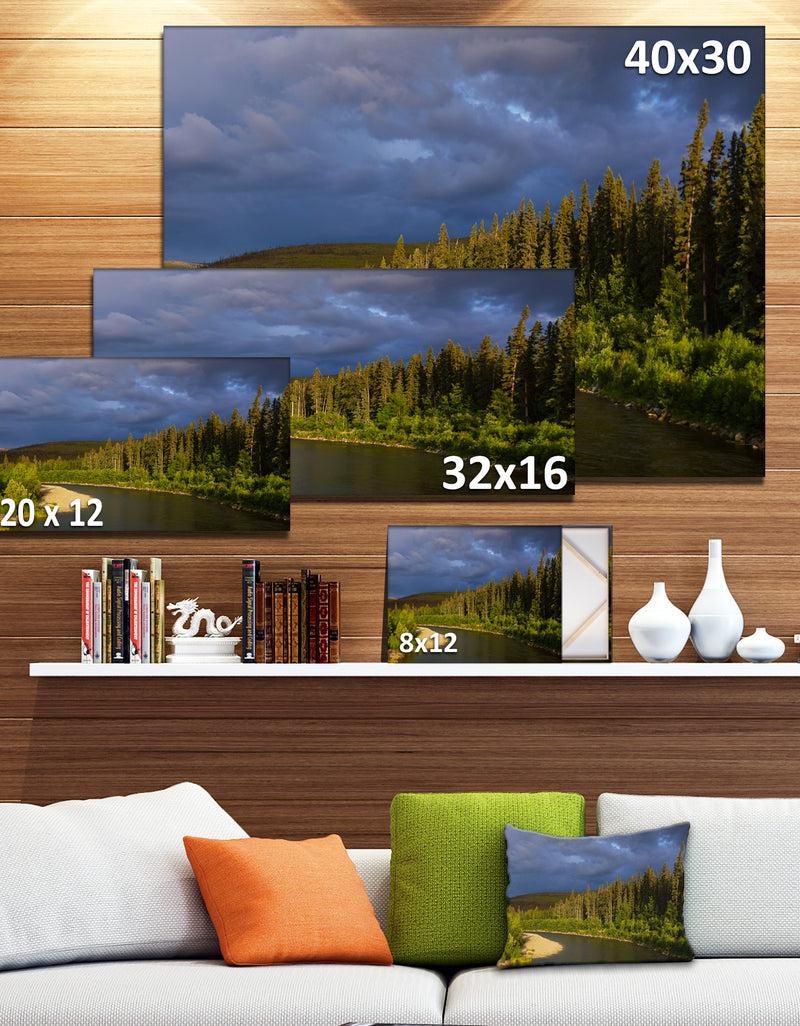 DesignQ Lake On Alaska Under Clouds - Landscape Art Print Canvas