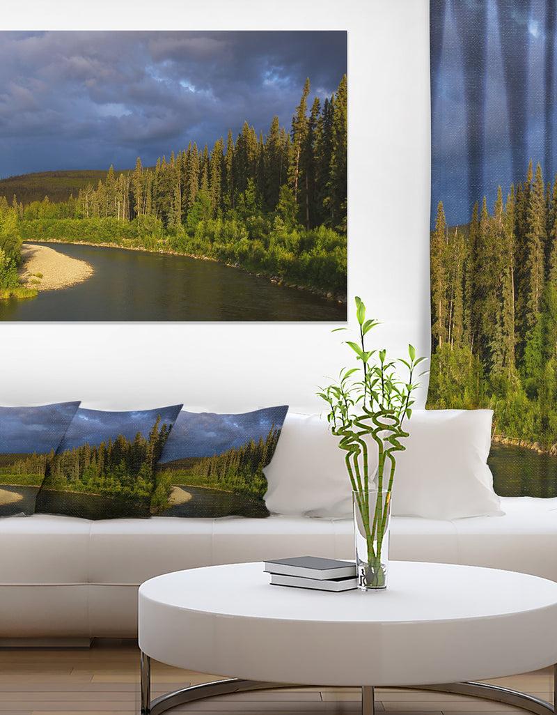 DesignQ Lake on Alaska under Clouds - Landscape Art Print Canvas