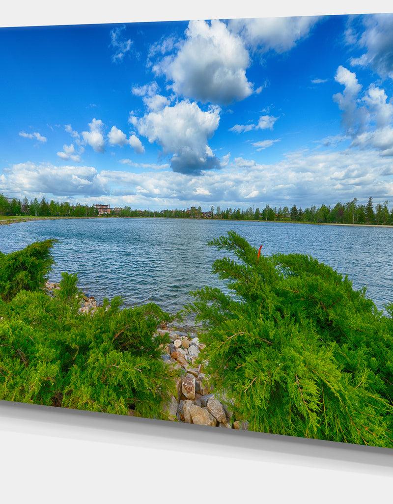 DesignQ Landscape With Green And Waters - Landscape Canvas Wall Artwork