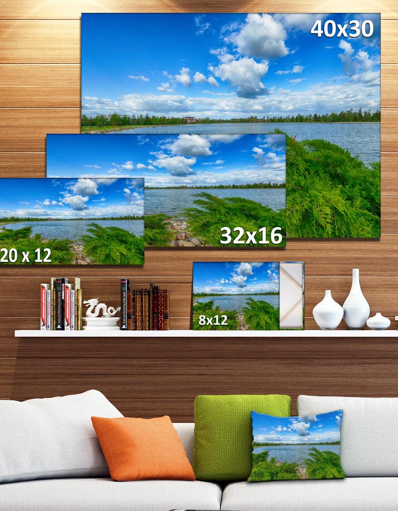 DesignQ Landscape With Green And Waters - Landscape Canvas Wall Artwork