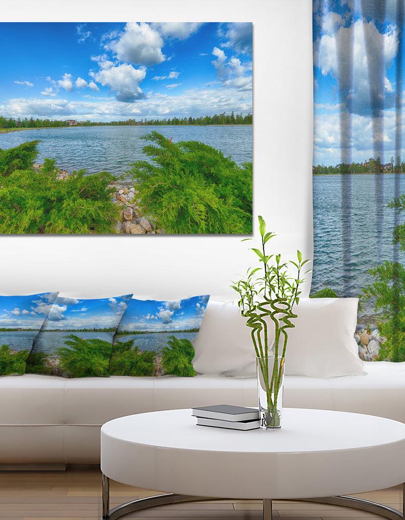 DesignQ Landscape with Green and Waters - Landscape Canvas Wall Artwork