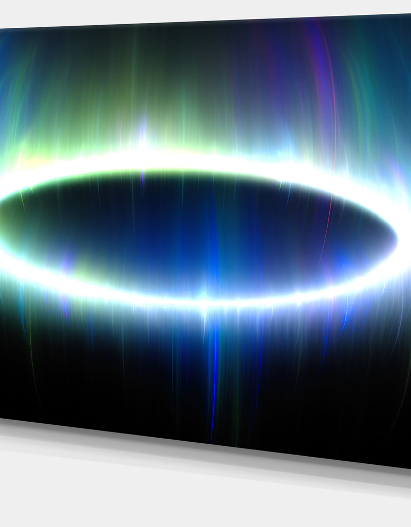 DesignQ Large Blue Oval Fractal Light - Abstract Wall Art On Canvas