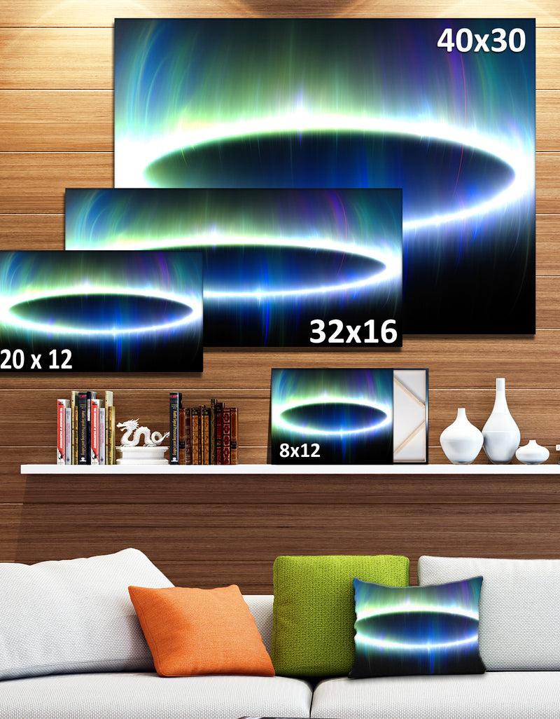 DesignQ Large Blue Oval Fractal Light - Abstract Wall Art On Canvas
