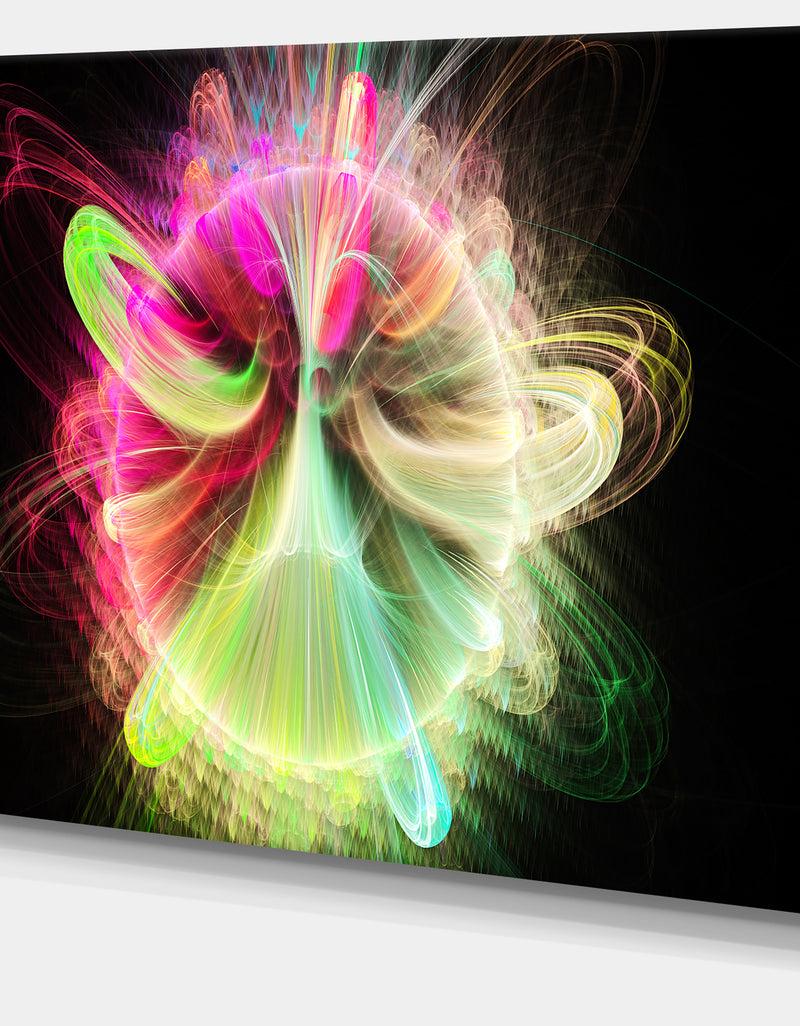 DesignQ Large Circle With Yellow Curves - Extra Large Floral Canvas Art Print