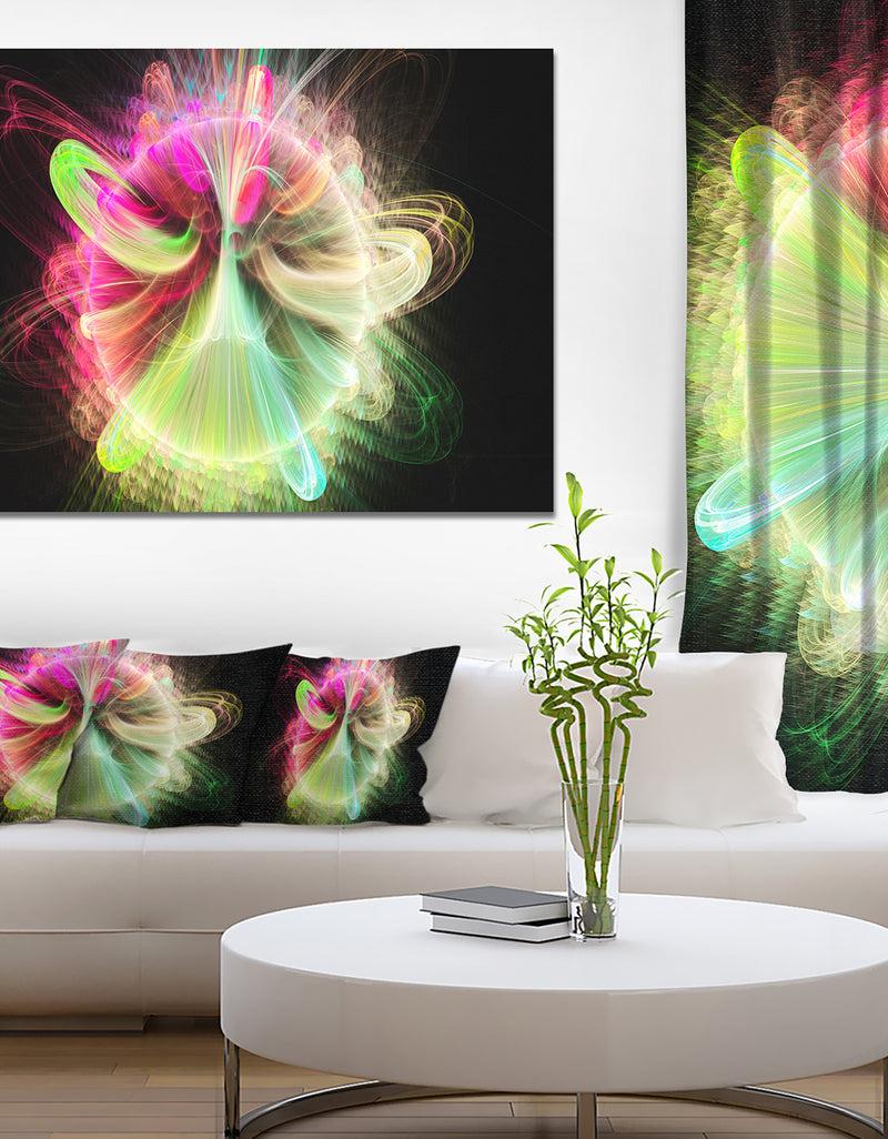 DesignQ Large Circle With Yellow Curves - Extra Large Floral Canvas Art Print