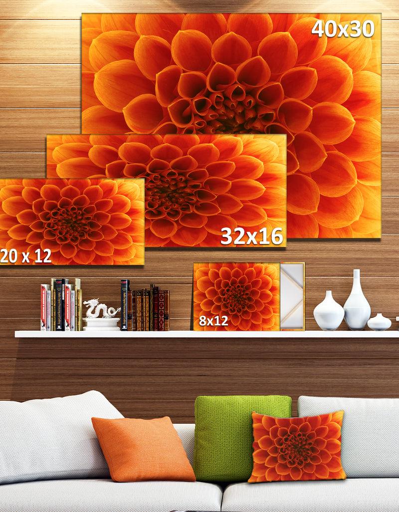 DesignQ Large Dark Yellow Flower And Petals - Modern Floral Canvas Wall Art