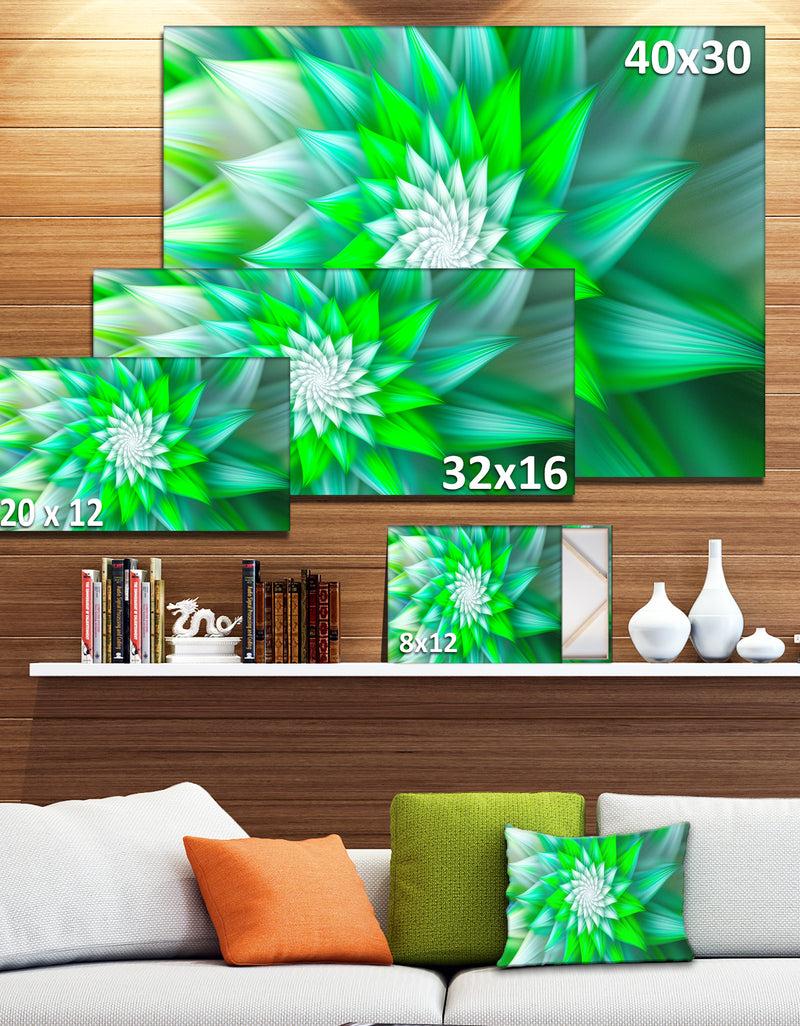 DesignQ Large Green Alien Fractal Flower - Extra Large Floral Canvas Art Print