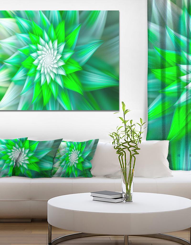 DesignQ Large Green Alien Fractal Flower - Extra Large Floral Canvas Art Print