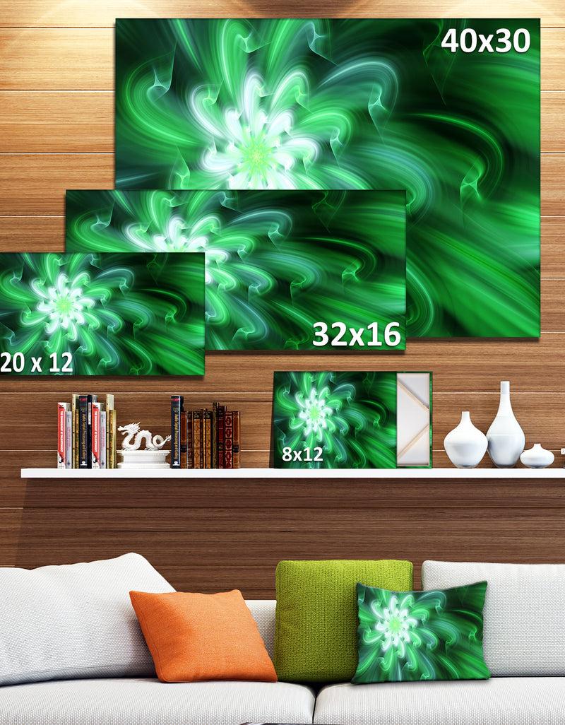 DesignQ Large Green Exotic Flower Petals - Extra Large Floral Wall Art On Canvas
