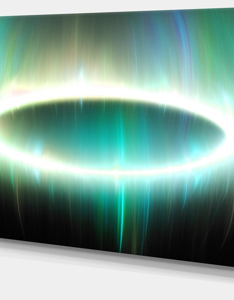 DesignQ Large Green Oval Fractal Light - Abstract Wall Art On Canvas