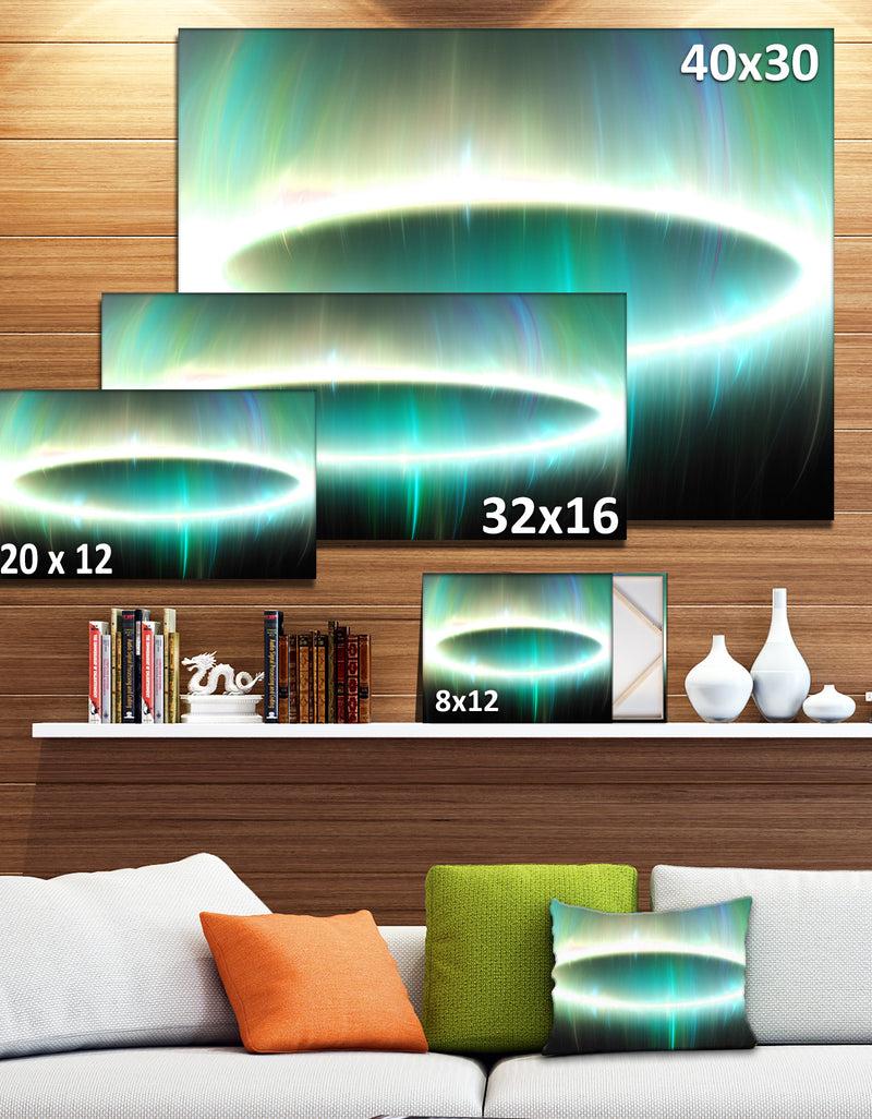 DesignQ Large Green Oval Fractal Light - Abstract Wall Art On Canvas