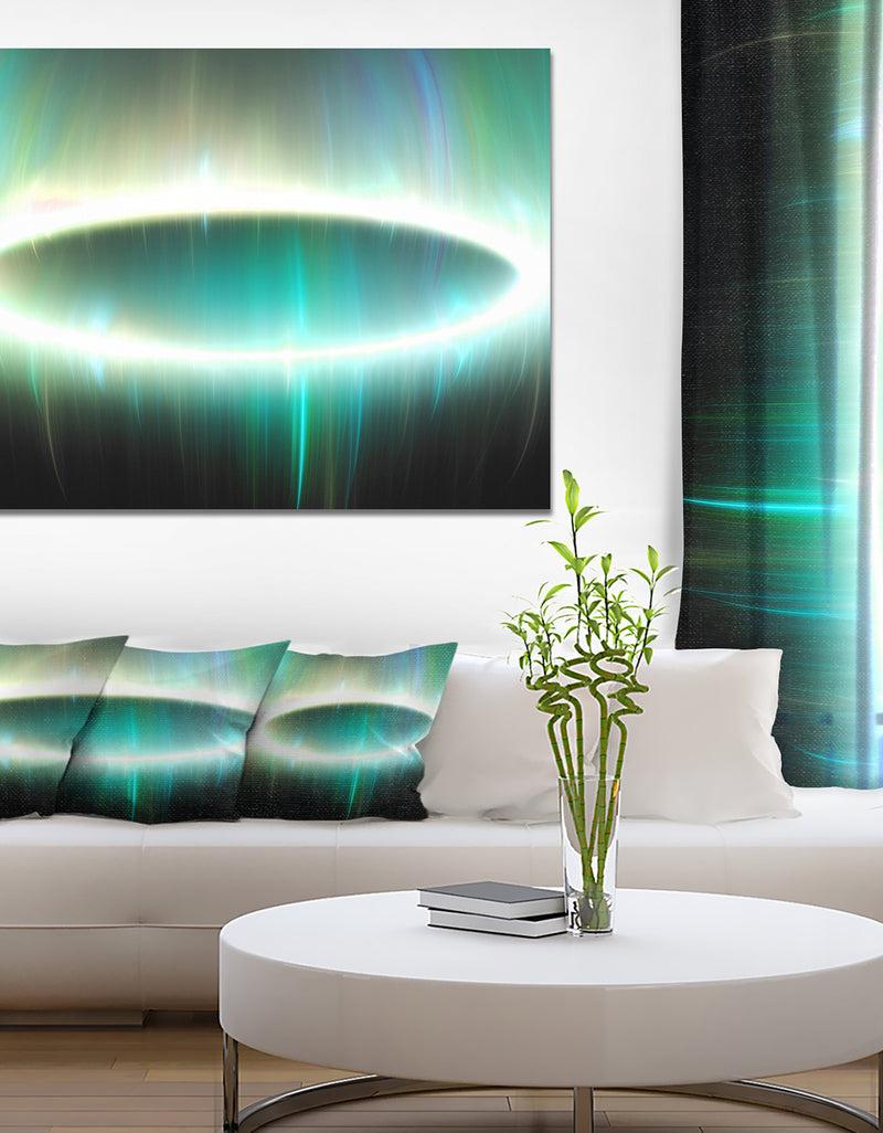 DesignQ Large Green Oval Fractal Light - Abstract Wall Art on Canvas