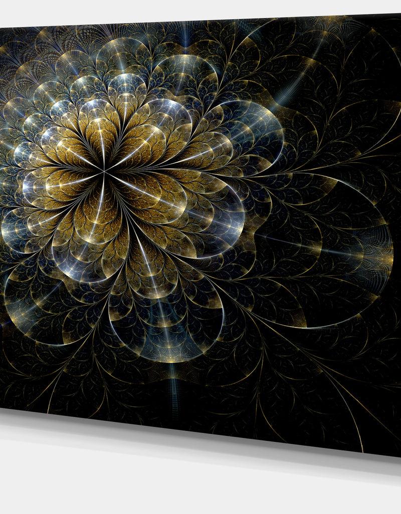 DesignQ Large Mystic Golden Fractal Flower - Extra Large Floral Canvas Art Print