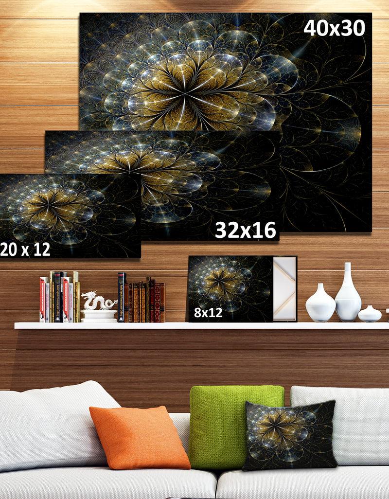 DesignQ Large Mystic Golden Fractal Flower - Extra Large Floral Canvas Art Print