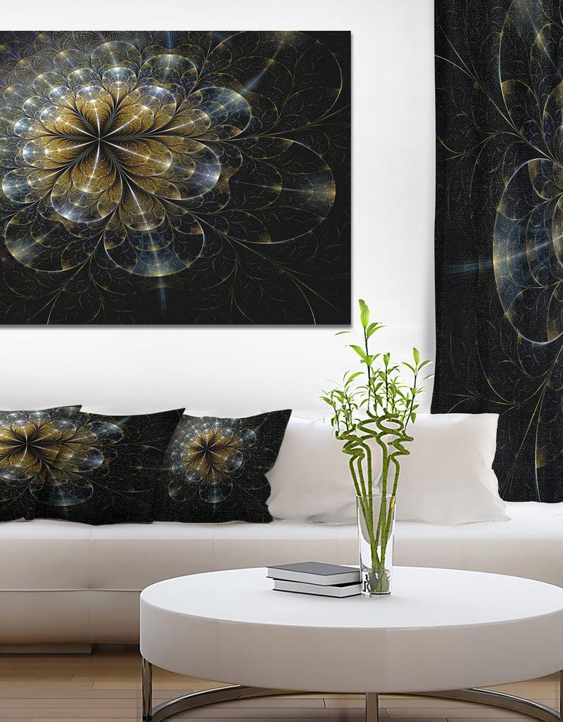 DesignQ Large Mystic Golden Fractal Flower - Extra Large Floral Canvas Art Print