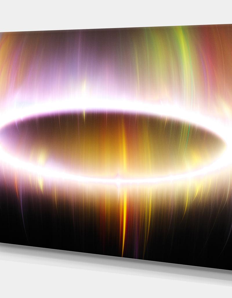 DesignQ Large Oval Of Northern Lights - Abstract Art On Canvas