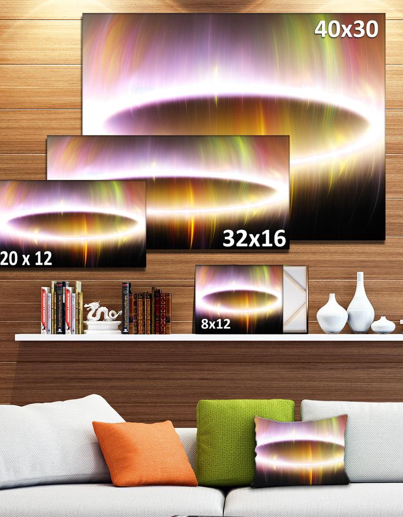 DesignQ Large Oval Of Northern Lights - Abstract Art On Canvas