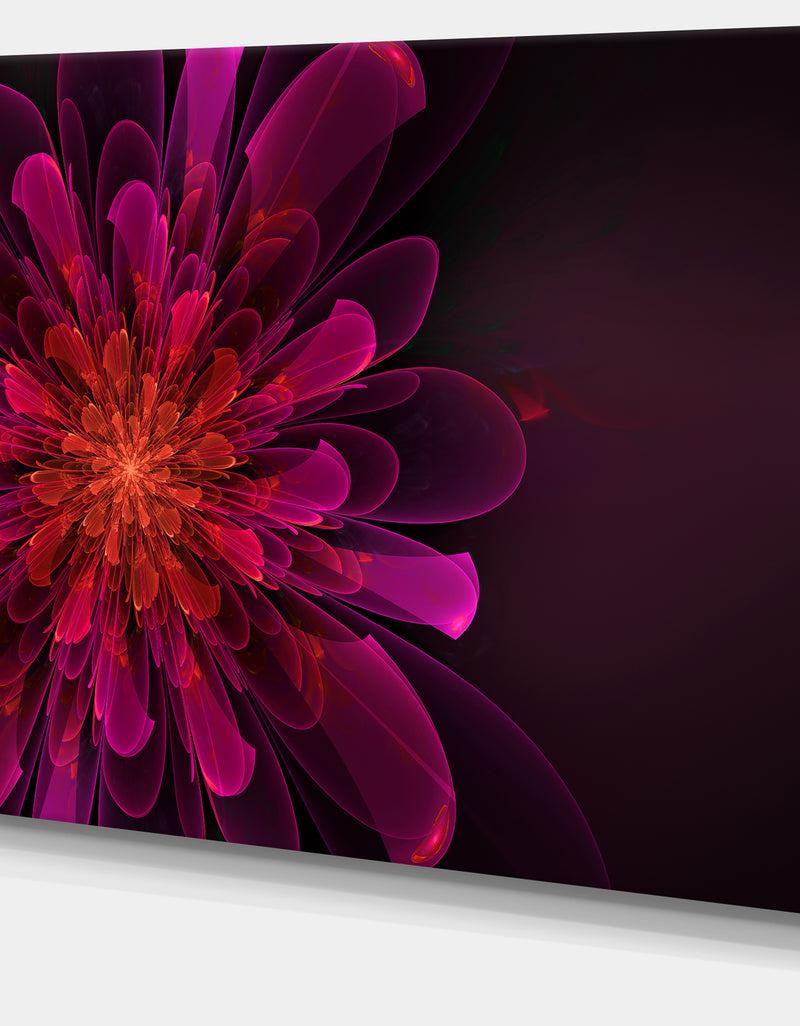 DesignQ Large Pink Alien Fractal Flower - Extra Large Floral Canvas Art Print