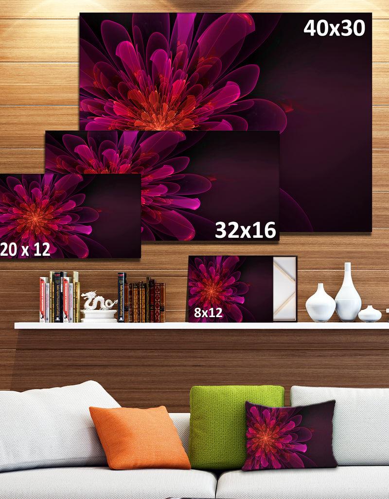 DesignQ Large Pink Alien Fractal Flower - Extra Large Floral Canvas Art Print