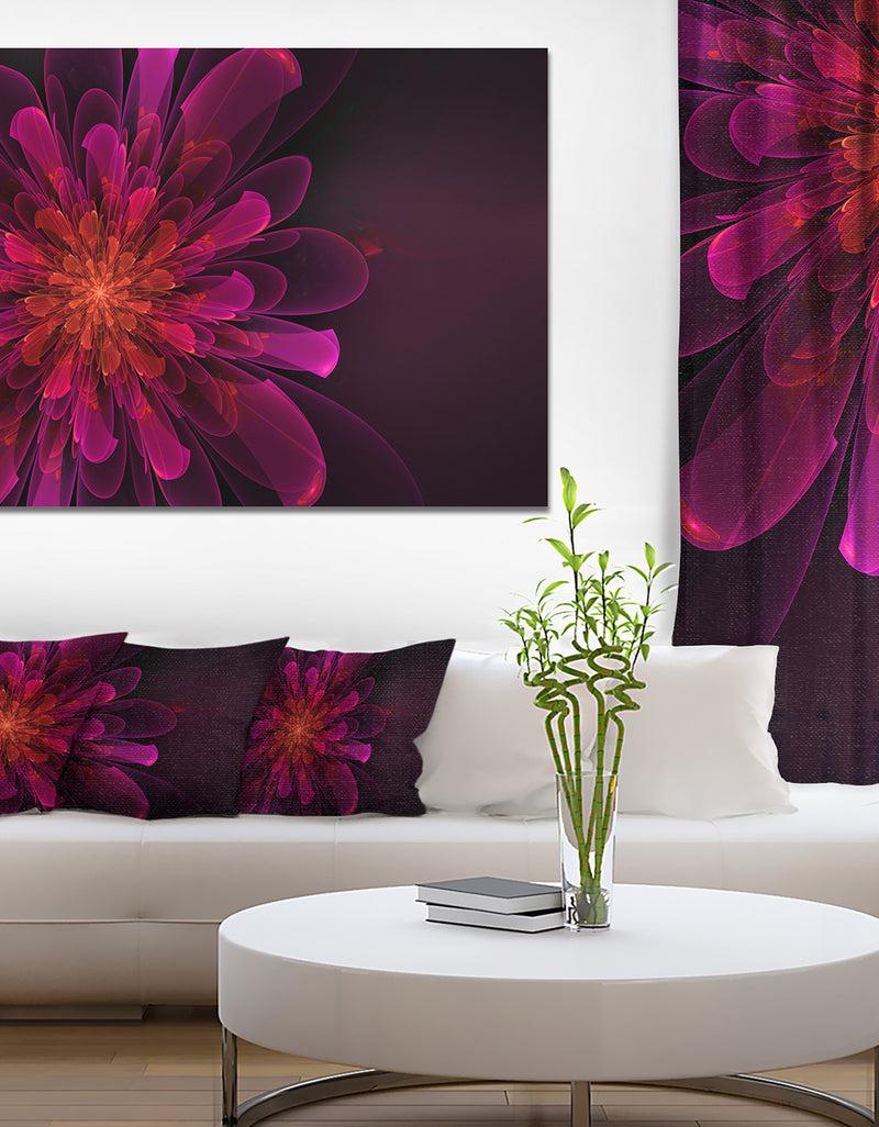 DesignQ Large Pink Alien Fractal Flower - Extra Large Floral Canvas Art Print