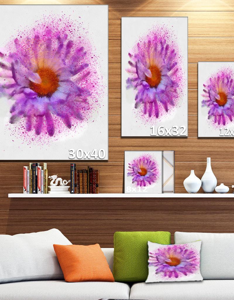 DesignQ Large Purple Watercolor Flower - Floral Canvas Artwork Print