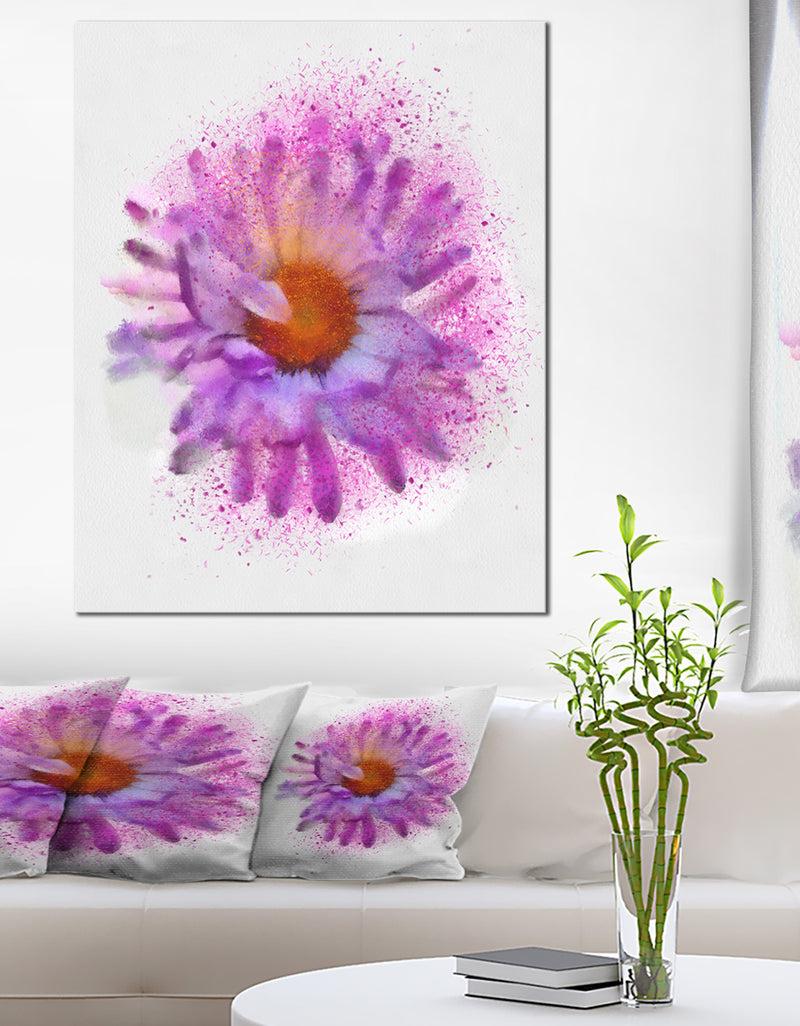 DesignQ Large Purple Watercolor Flower - Floral Canvas Artwork Print