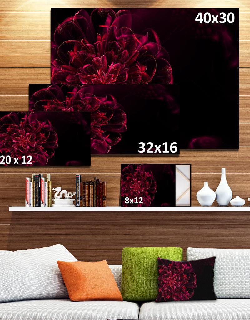 DesignQ Large Red Alien Fractal Flower - Extra Large Floral Canvas Art Print