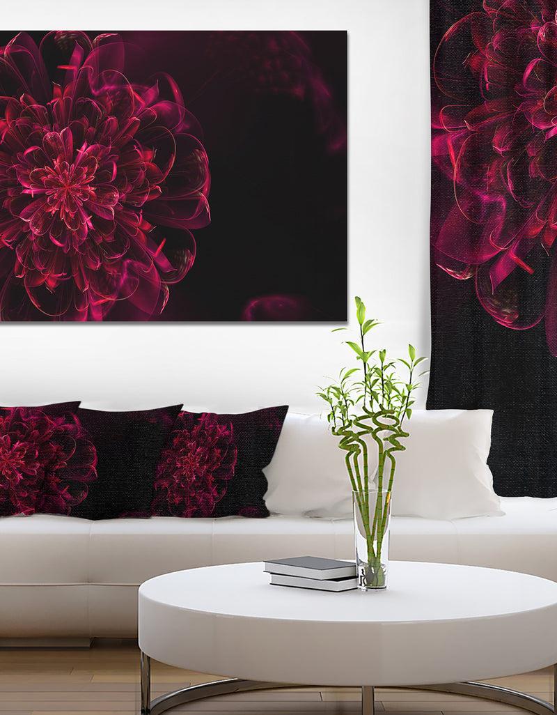 DesignQ Large Red Alien Fractal Flower - Extra Large Floral Canvas Art Print