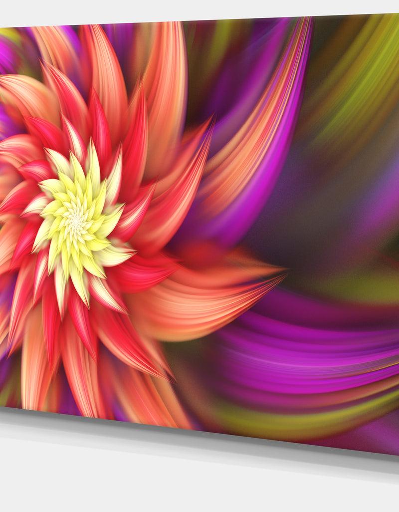 DesignQ Large Red Purple Alien Flower - Extra Large Floral Canvas Art Print