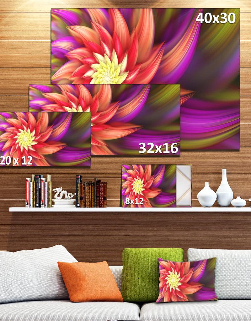 DesignQ Large Red Purple Alien Flower - Extra Large Floral Canvas Art Print
