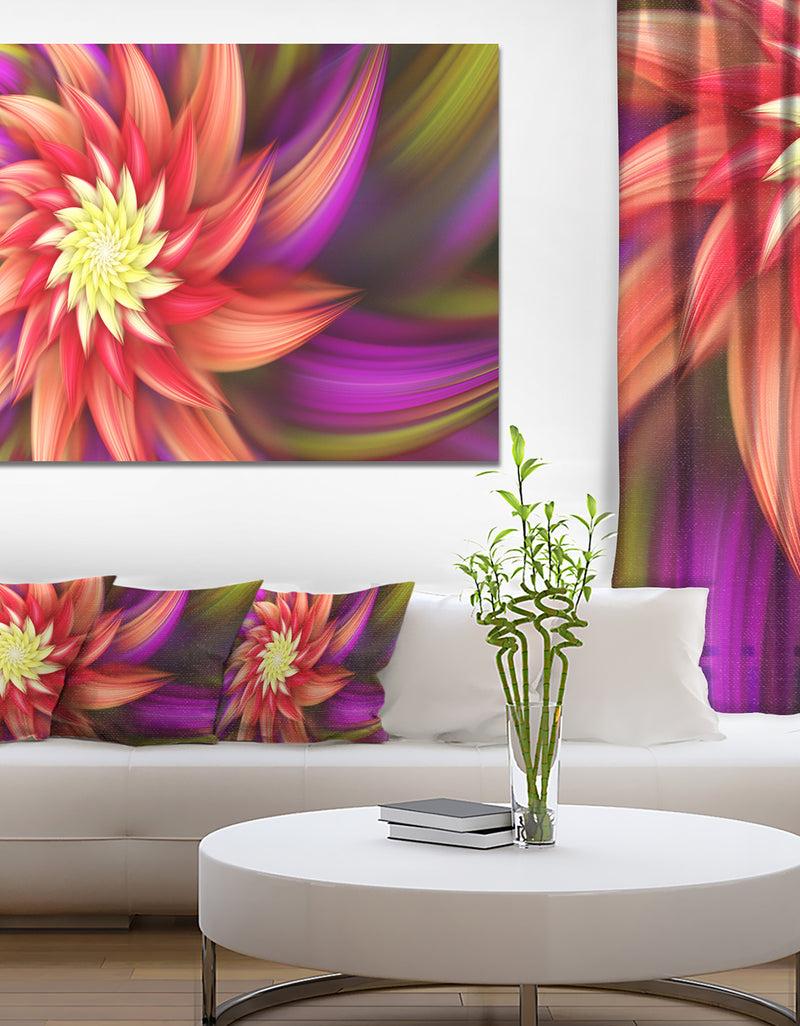 DesignQ Large Red Purple Alien Flower - Extra Large Floral Canvas Art Print