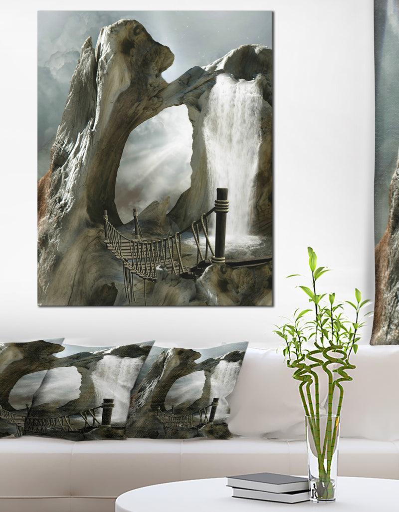 DesignQ Large Trunk with Waterfall - Landscape Art Canvas Print