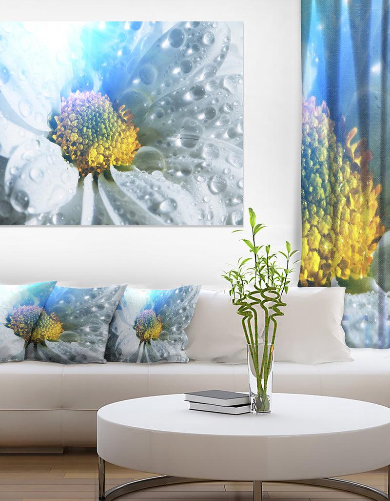 DesignQ Large White Flower with Raindrops - Modern Flower Canvas Art Print