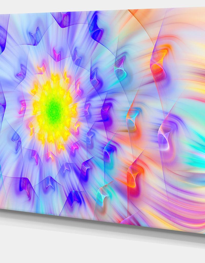 DesignQ Large Yellow Alien Fractal Flower - Floral Canvas Wall Art