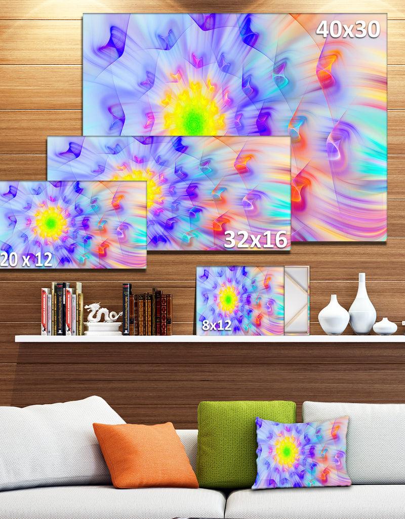 DesignQ Large Yellow Alien Fractal Flower - Floral Canvas Wall Art