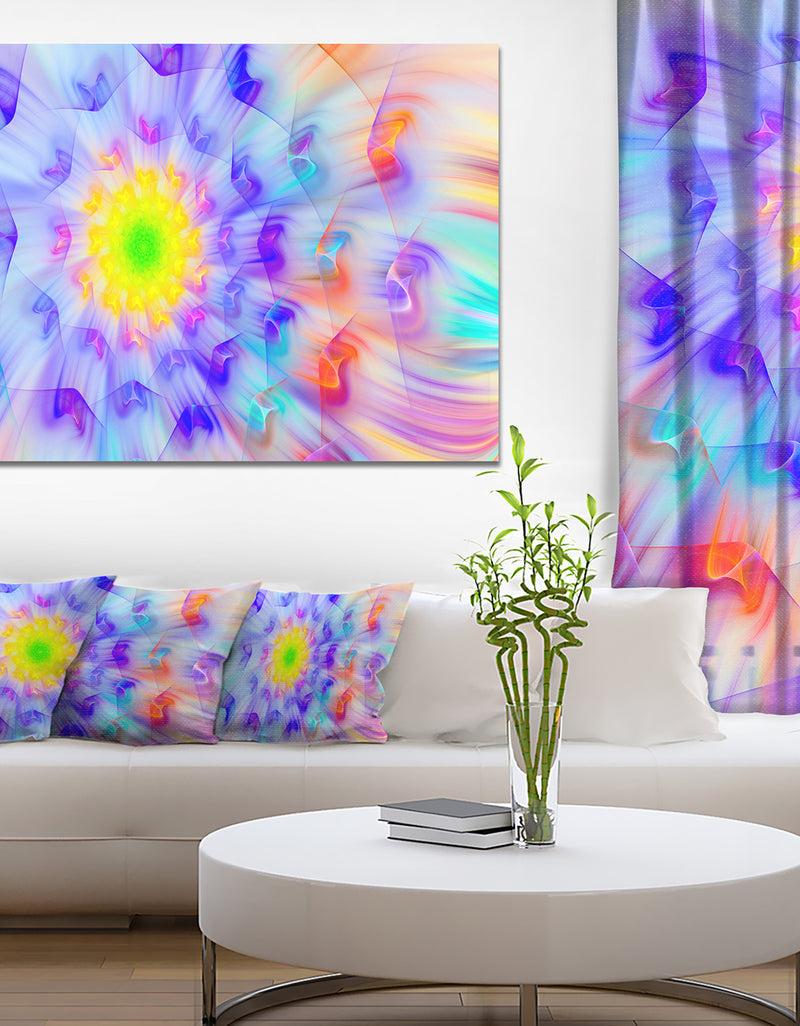 DesignQ Large Yellow Alien Fractal Flower - Floral Canvas Wall Art