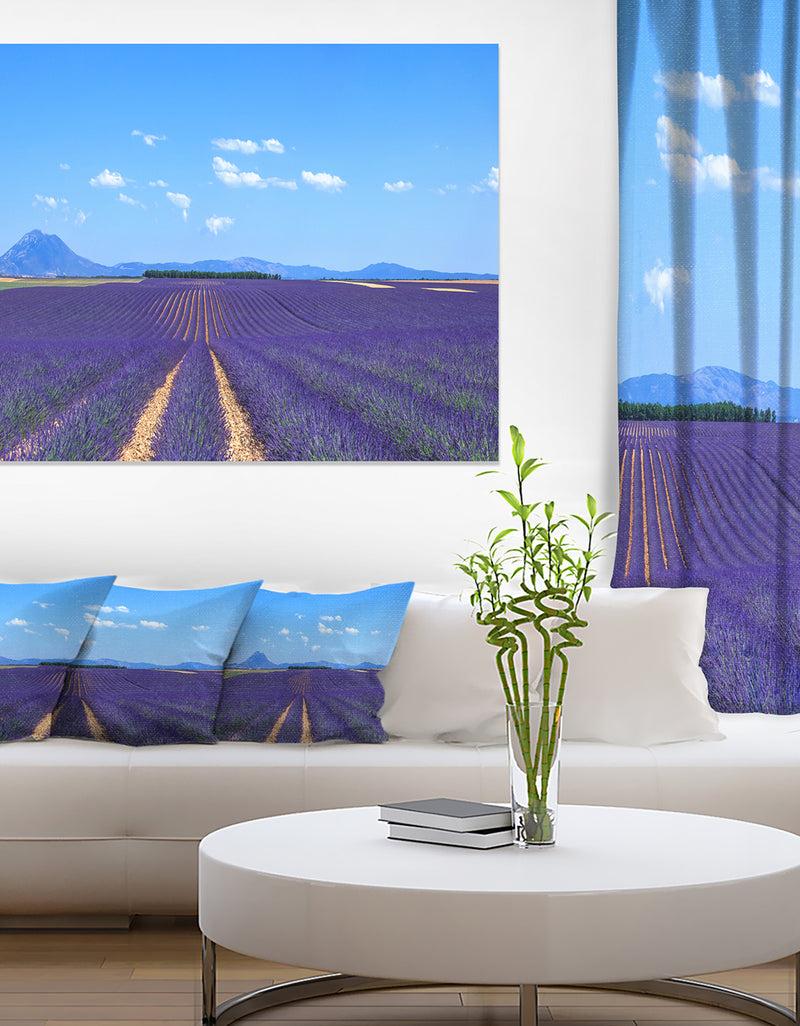 DesignQ Lavender Blooming Fields and Trees - Oversized Landscape Wall Art Print