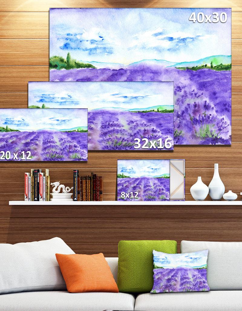 DesignQ Lavender Fields Watercolor - Landscape Wall Artwork