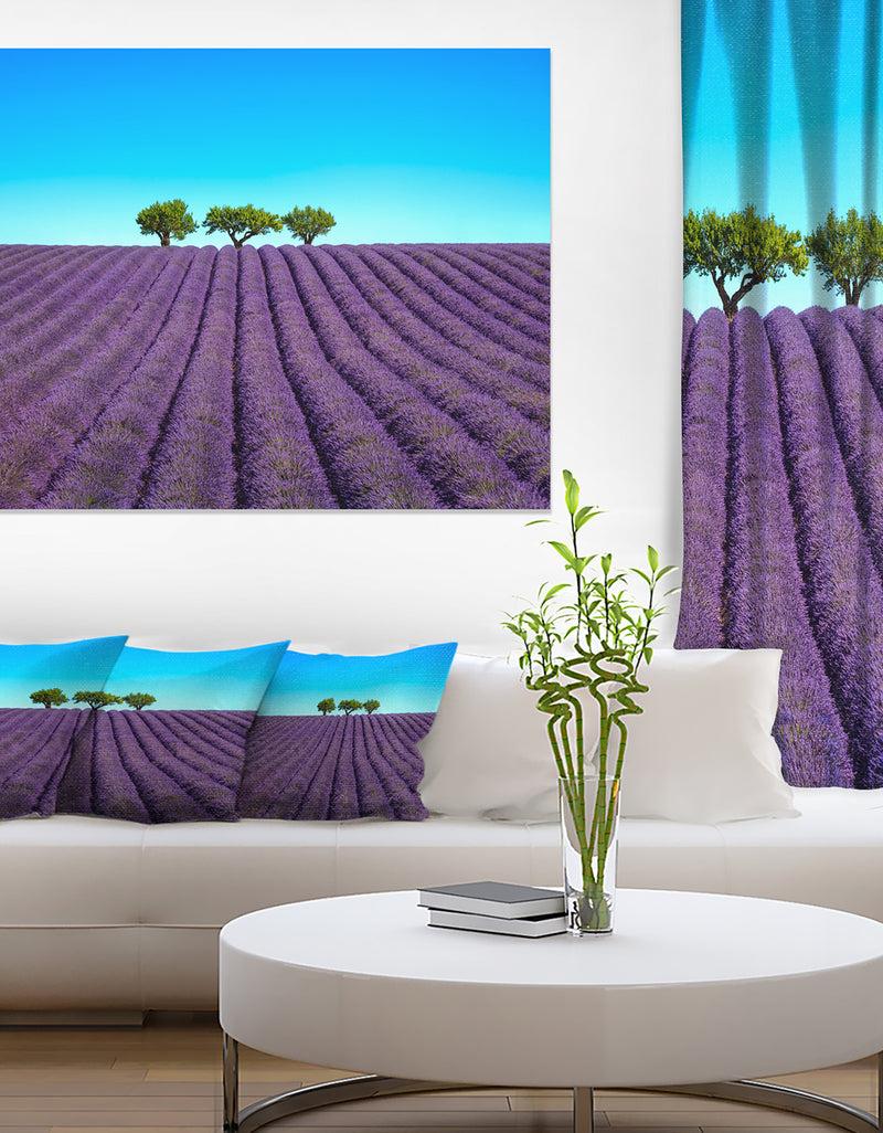 DesignQ Lavender Flowers and Uphill Green Trees - Oversized Landscape Wall Art Print