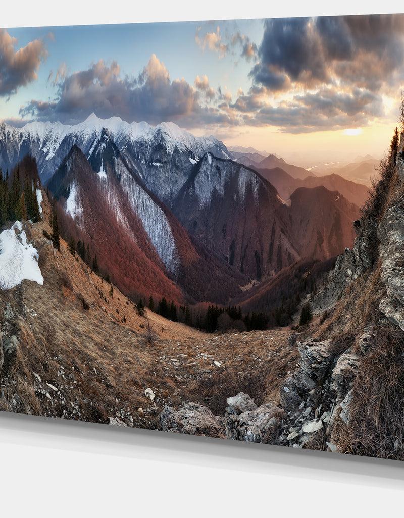 DesignQ Layers Of Foggy Hills Panorama - Landscape Artwork Canvas