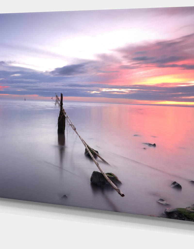 DesignQ Lazy River At River Tejo Sacavem - Contemporary Seascape Art Canvas