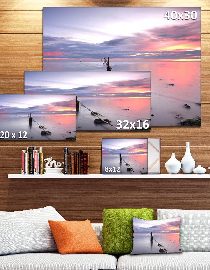 DesignQ Lazy River At River Tejo Sacavem - Contemporary Seascape Art Canvas
