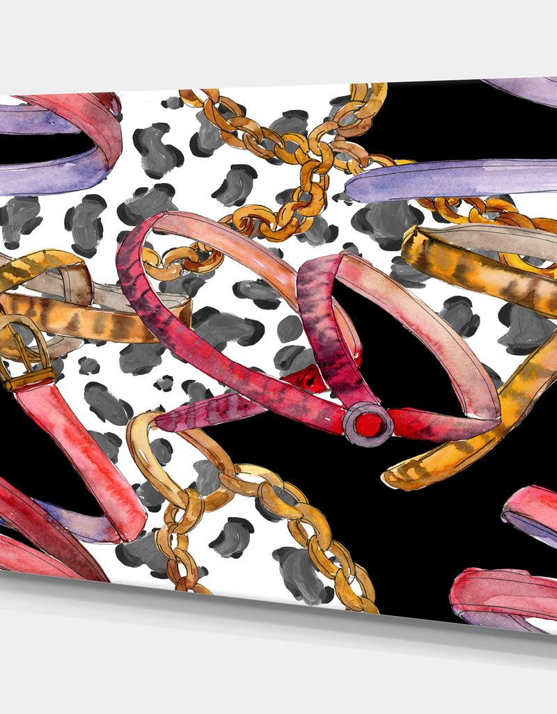 DesignQ Leather Spotted Belt Sketch - Modern Canvas Wall Art