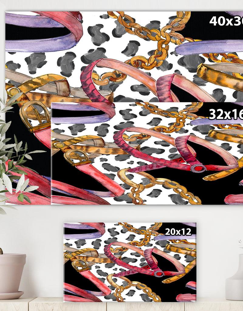 DesignQ Leather Spotted Belt Sketch - Modern Canvas Wall Art
