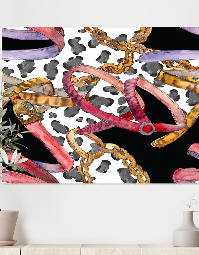 DesignQ Leather spotted belt sketch - Modern Canvas Wall Art