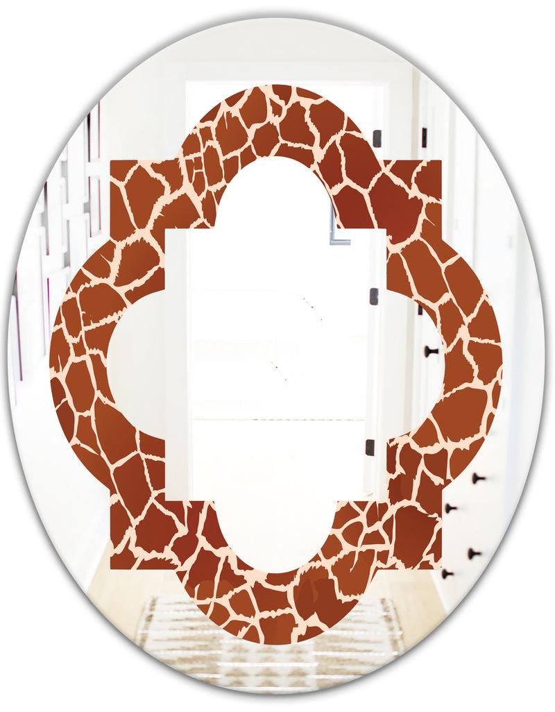 DesignQ Leopard Fur Safari I - Modern Round Or Oval Wall Mirror - Quatrefoil