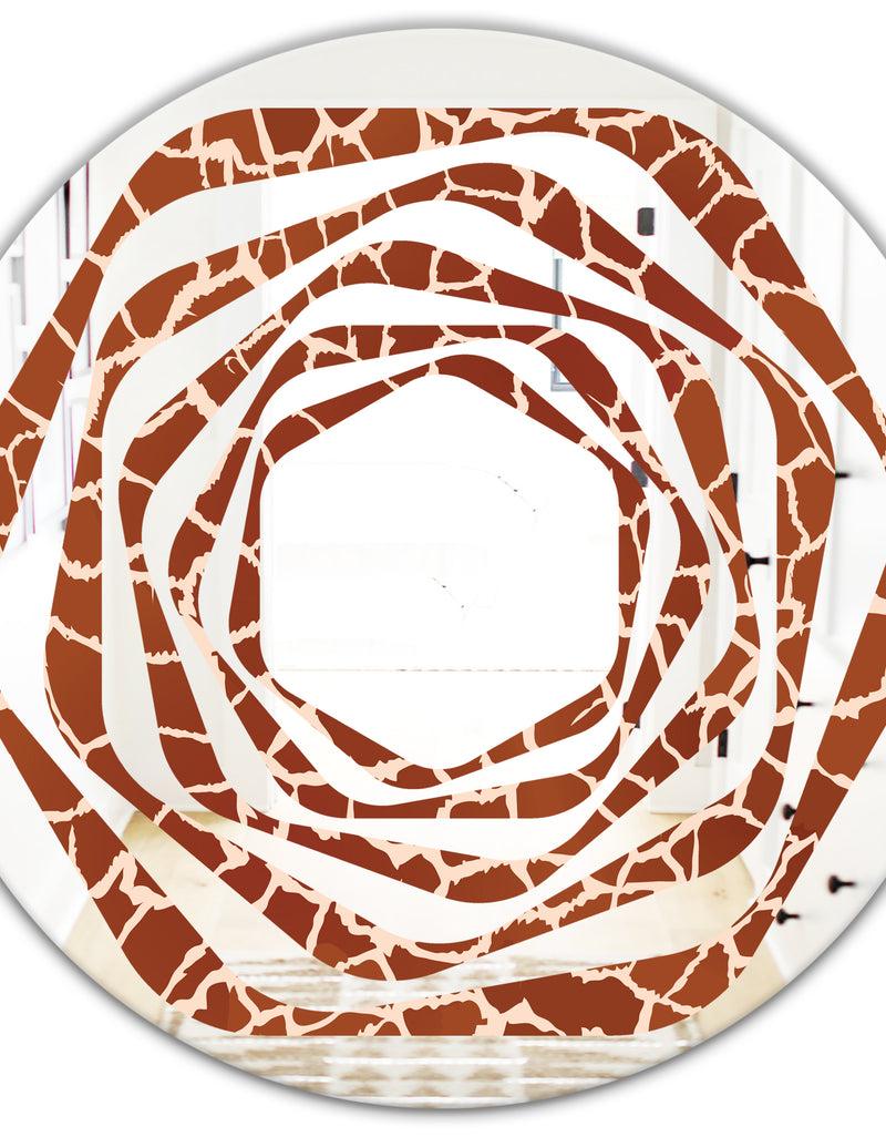 DesignQ Leopard Fur Safari I - Modern Round Or Oval Wall Mirror - Whirl
