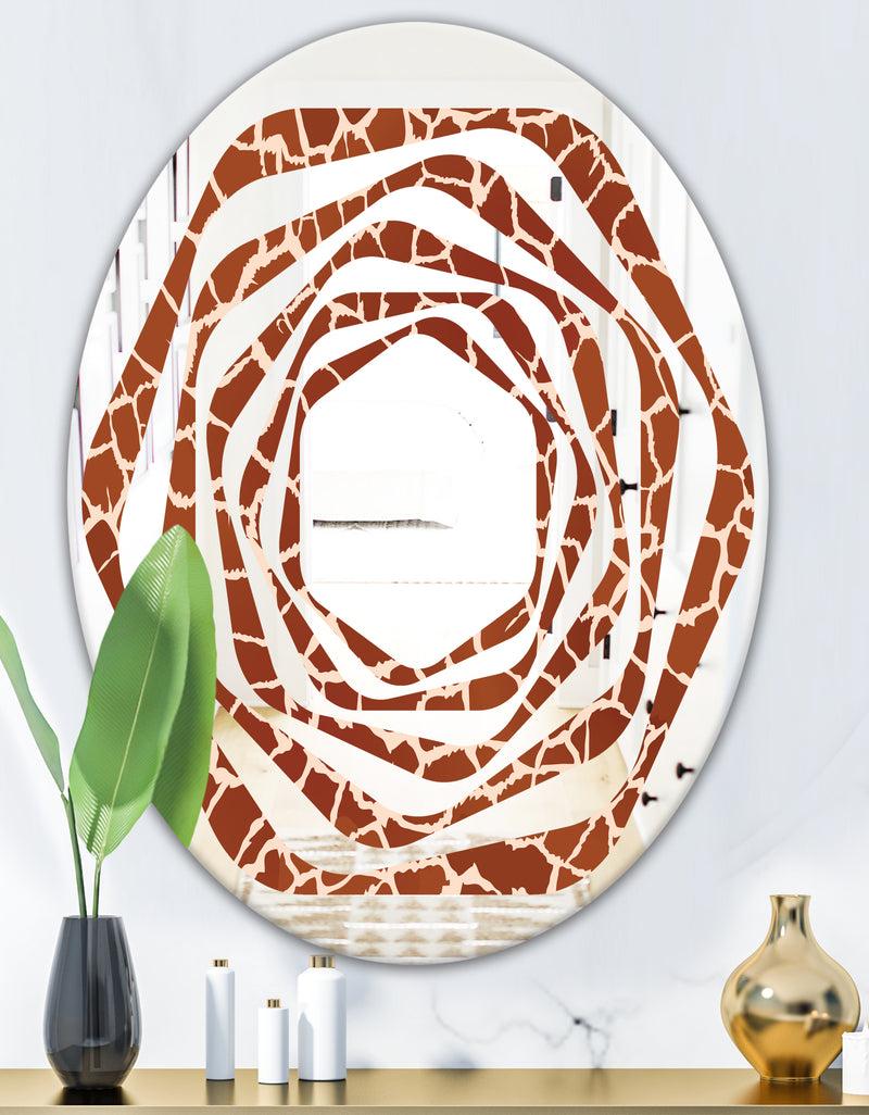 DesignQ Leopard Fur Safari I - Modern Round Or Oval Wall Mirror - Whirl