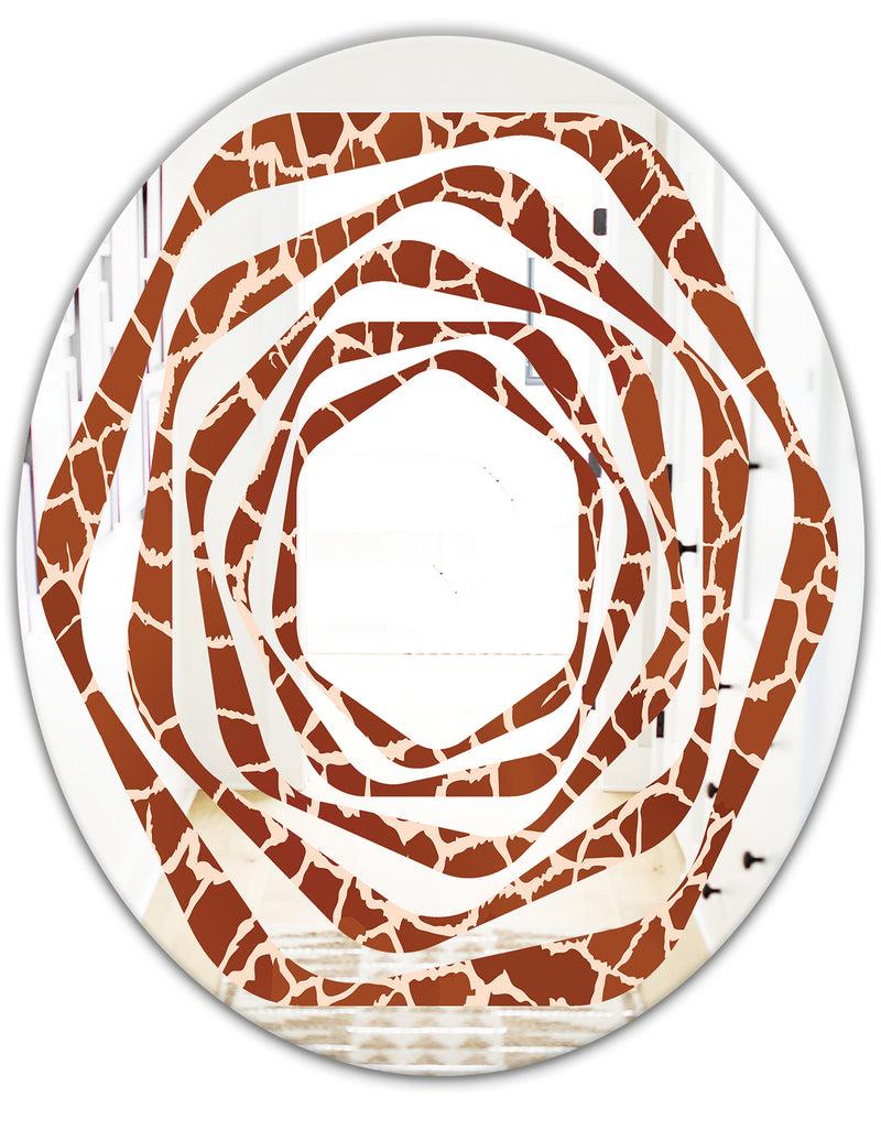 DesignQ Leopard Fur Safari I - Modern Round Or Oval Wall Mirror - Whirl